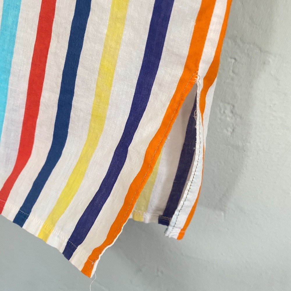 Marcello Cioni Rainbow Stripe Top Women Size 44 Button Down Short Sleeve - Picture 9 of 10